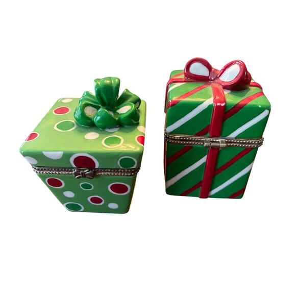 Jackson & Perkins Porcelain Christmas Present Trinket Boxes - Picture 1 of 5